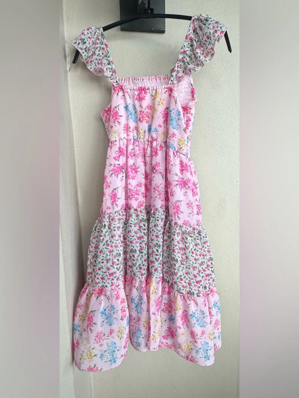 Chenault/Pink & Violet Girls Sundress Multicolor Floral 100% Polyester Size 9/10